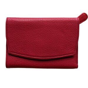 Osgoode Marley Red Cashmere Leather Women's 5" Curved Flap Card Wallet New